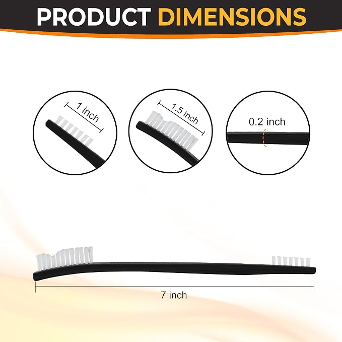 Nanoskin Dual-Purpose Toothbrush-Style Detail Brushes, 6-Pack - Precision Nylon Bristles for Automotive Cleaning, Ergonomic 7-Inch Handle, Ideal for Detailed Car Interior & Exterior, Professional Use