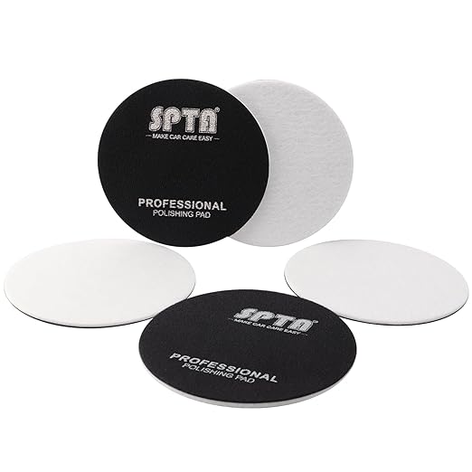 Glass Polishing Pad, SPTA 5 Pcs 5''(125mm) Car Glass Polishing Discs Microfiber Polishing Buffing Pad, Scratch Removal Kit for Correct Damaged Window Cleaning, Removing Stubborn Waterspots