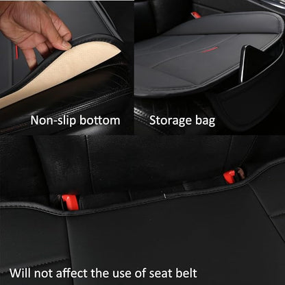 West Llama Bottom Seat Covers, Include 1 Pair Front Seat Protector and 1 Rear Seat Cover, Universal PU Leather Seat Covers for 90% Cars (Black)