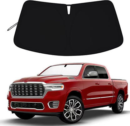 Windshield Sun Shade Compatible with 2019-2026 Dodge RAM 1500, Custom Fit Foldable Sun Visor 310T UV Heat Block