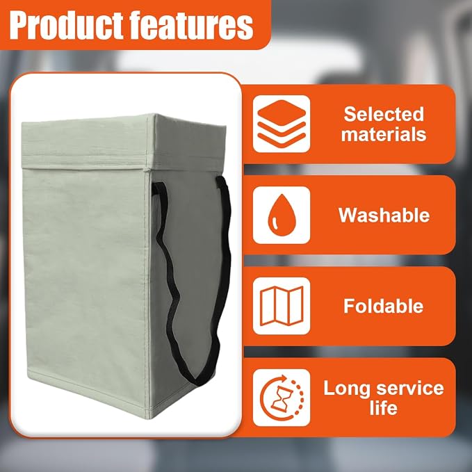 YoRise Foldable Car Trash Can, Multipurpose Waterproof Auto Back Seat Hanging Garbage Organizer, Large Capacity Leak-Proof Vehicle Interior Storage Bag Accessories for Cars, SUVs, Trucks (Gray)