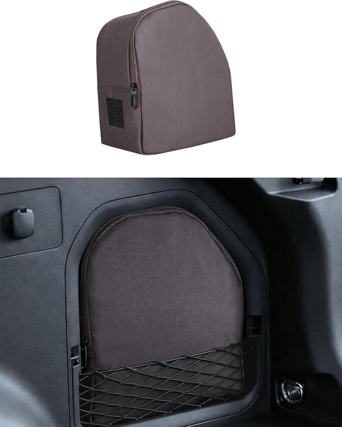 For 2026 Toyota RAV4 Hybrid&Plug-in Hybrid 600D Wear-Resistant Oxford Fabric Trunk Organizer Pocket Bag, Trunk Cubby Storage Bag, Cargo Side Pocket, RAV4 Trunk Upgrade Interior Accessories Black-Brown