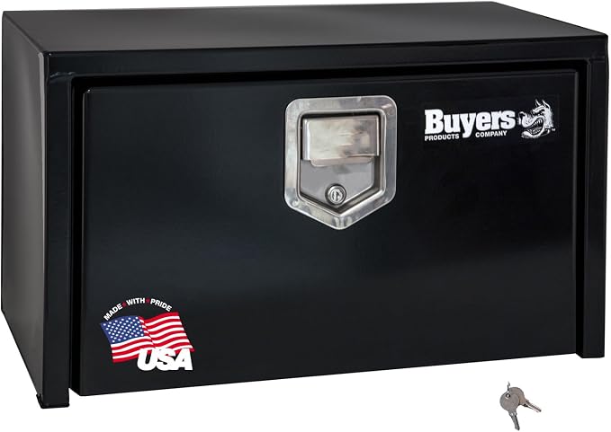 Buyers Products 1703150 Steel Underbody Truck Tool Box 14 x 12 x 24 Inch, Black Powder-Coated 14 Ga Steel, Locking Stainless Paddle Latch, Drop Door, Weather-Resistant, Made in USA