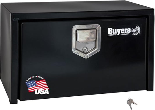 Buyers Products 1703150 Steel Underbody Truck Tool Box 14 x 12 x 24 Inch, Black Powder-Coated 14 Ga Steel, Locking Stainless Paddle Latch, Drop Door, Weather-Resistant, Made in USA