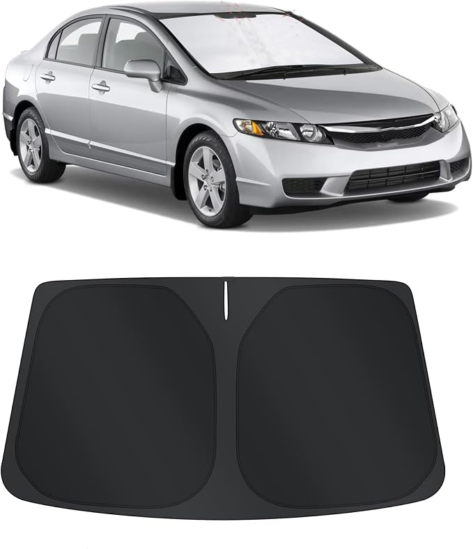 TINGLU Sun Shade for Honda Civic 2006-2011 Accessories Windshield Sun Shade Window Shade UV Rays Protection Sun Visor Cover with Steering Wheel Sunshade Storage Bag