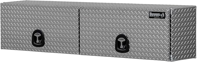 Buyers Products 1701364 Topsider Truck Tool Box, 18x16x88 Inch Diamond Tread Aluminum, Dual Flip-Up Doors, Locking Compression Latches, Weather Resistant, No-Drill Mount, Made in USA