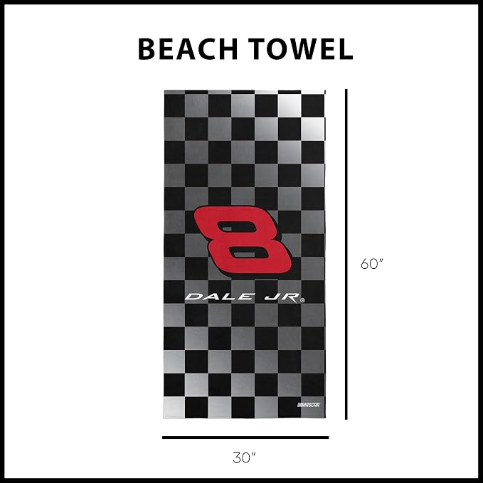 Northwest NASCAR Dale Earnhardt Jr. Graded Checks Beach Towel, Cotton Blend Lightweight Bath, Pool Swim Travel Fan Gear, 30 x 60 Inch