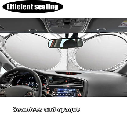 Car Windshield Sun Shade, Cool Reflective Sun Blocker, Foldable Car Front Window Covers, Sun Protection Automotive Glass Shade for Comfortable Driving for Universal Car SUV Truck (63×33.86'')