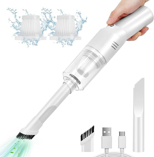 Auloea Wireless Mini Car Vacuum Cleaner(400g) Portable Rechargeable,Handheld Vacuums, Mini but Mighty Dust Busters Cordless Rechargeable,Hand Held Vac for Car/Desk V06/white