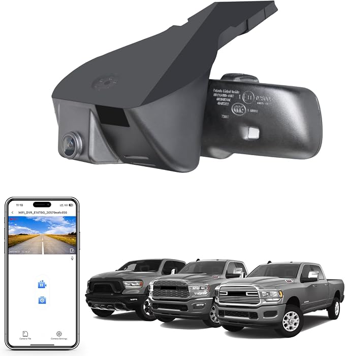 Mangoal 4K Dash Cam Custom fit for Dodge RAM 1500/2500/3500 2019 2020 2021 2022 2023 2024 (Model D), Rebel Big Horn Laramie etc, UHD 2160P Video, OEM Look App & WiFi, Loop Recording, GPS x1, 64GB Card