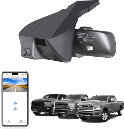 Mangoal 4K Dash Cam Custom fit for Dodge RAM 1500/2500/3500 2019 2020 2021 2022 2023 2024 (Model D), Rebel Big Horn Laramie etc, UHD 2160P Video, OEM Look App & WiFi, Loop Recording, GPS x1, 64GB Card