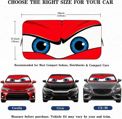 Car Windshield Sun Shade, Red Angry Eyes Sun Visor for Car Windshield Universal Fits Sedan SUV Hatchback Compact Car - 59 x 27.5