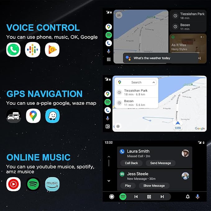 Wireless Android Auto Car Adapter Converts Wired AA 2016+ to Wireless, Plug and Play, 5.8GHz, 60FPS
