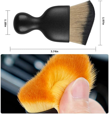 Blilo Car Interior Detailing Brush with Dust Cover, Auto Soft Hair Cleaning Brushes, Scratch Free Curved Dirt Collectors, for Vehicle Dashboard Air Conditioner Vents Leather(Brown/Black)