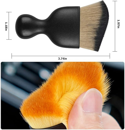 Blilo 2PCS Car Interior Detailing Brush with Dust Cover, Auto Soft Hair Cleaning Brushes, Scratch Free Curved Dirt Collectors, for Vehicle Dashboard Air Conditioner Vents Leather(Brown/Black)
