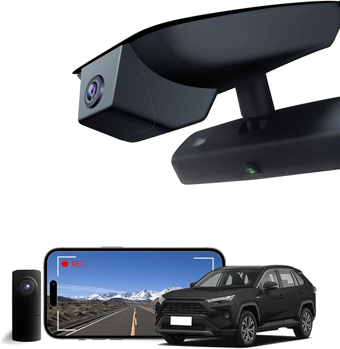Front 4K & Rear 1080P Dash Cam for Toyota RAV4 2019-2021 LE Limited Premium XLE TRD Hybrid & RAV4 Prime 2021-2024 (Model A)(No Vent Hole),OEM-Style,Loop Recording,WiFi & App,128G Card
