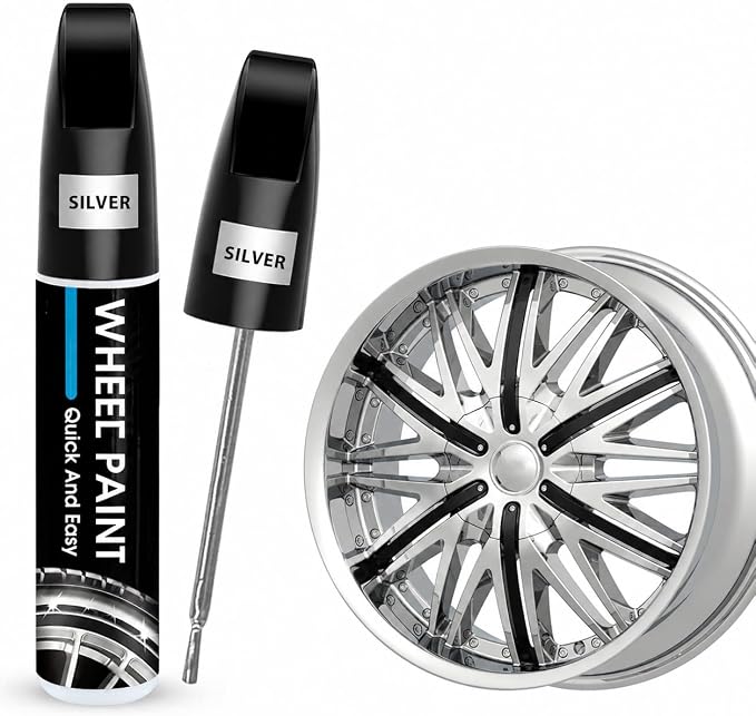 Silver Rim Touch Up Paint - Wheel Scratch Repair Kit for Curb Rash & Scratches, Quick and Easy Rim Paint for Wheel Repair, Universal Silver