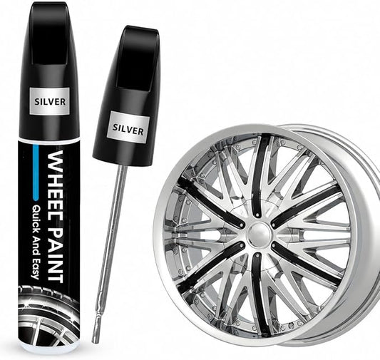 Silver Rim Touch Up Paint - Wheel Scratch Repair Kit for Curb Rash & Scratches, Quick and Easy Rim Paint for Wheel Repair, Universal Silver