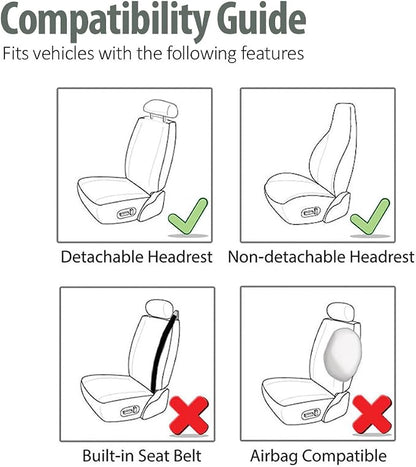 FH Group All Purpose Flat Cloth Car Seat Covers for Bucket Seats, 2 Piece Universal Fit, Washable Seat Covers for SUV, Sedan, Van - Front Set Black