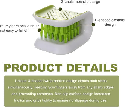 KVAEY Car Seat Belt Cleaning Brush, U-Shaped Auto Interior Washing Brush with Double-Sided Bristles, Closeable Safety Belt Bristle Scrubber Cutlery Cleaner Brush for Car Home (2 PCS)
