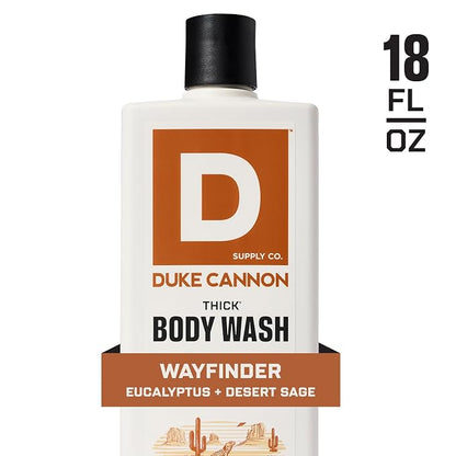 Duke Cannon Supply Co. Thick High Viscosity Body Wash – 3X Thicker, Cleansing Shower and Bath Gel, Mineral-Enriched for Men – Shower Gel – Men’s Body Scrub – Wayfinder (18 oz)