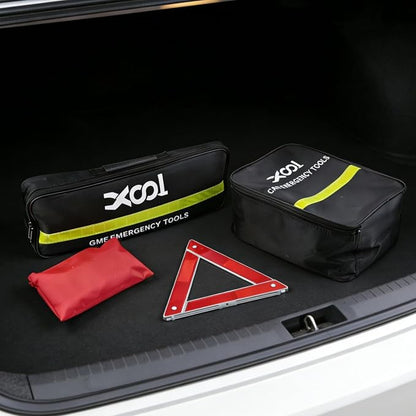 XOOL Car Roadside Emergency Kit, Car Emergency Kit with Jumper Cables, First Aid Kit, Tow Strap & Tool Set – Roadside Safety Kit for Cars, Trucks & SUVs