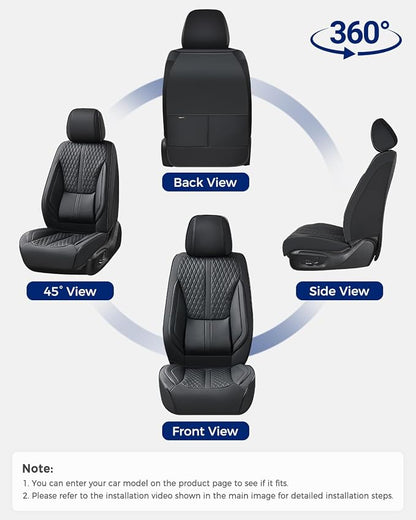 Huidasource Front Seat Covers, Luxury Nappa Leather Car Seat Covers Front Seats with Airbag, Lumbar Support, Cooling＆Heating, Seatbelt Buckles, Driver Seat Cover Fit for Most Cars SUV Trucks, Black
