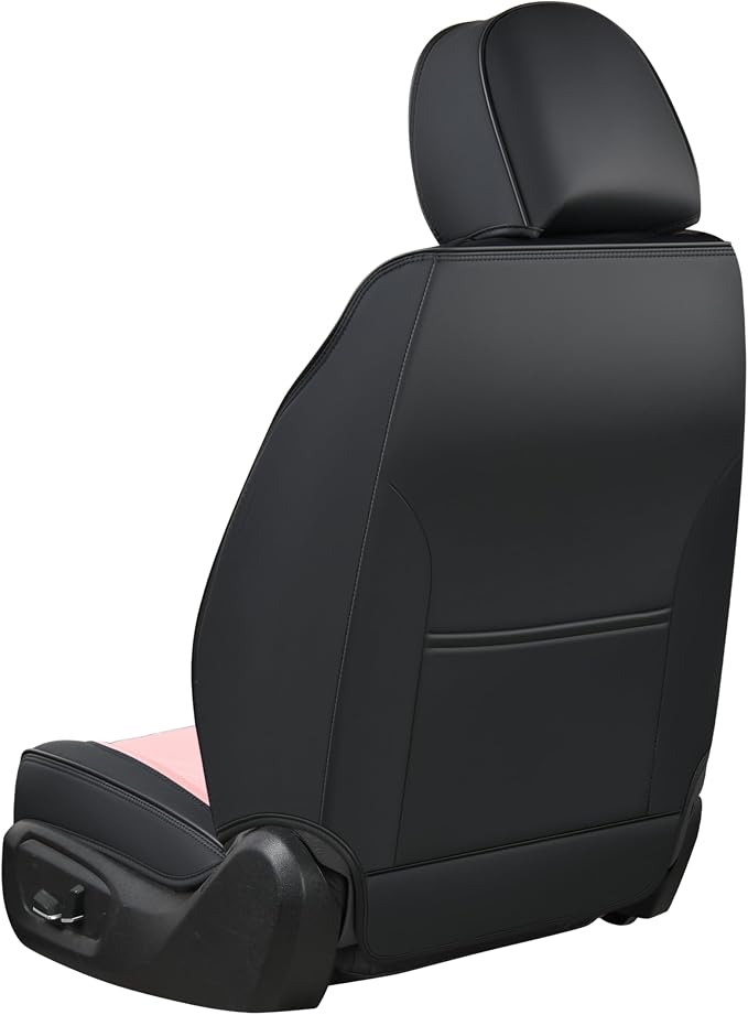 FLORICH Automotive Seat Covers for Cars Front Seats, Leather Car Seat Covers Waterproof Pink & Black Seat Covers 2 Pack, Universal Seat Protector for Most Cars Trucks SUV