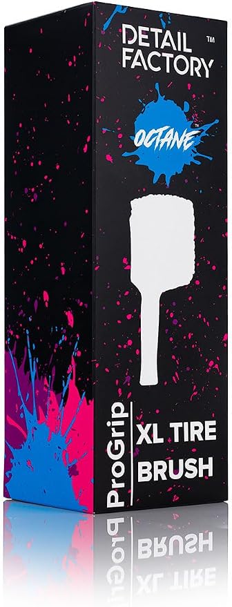 Detail Factory - ProGrip XL Tire Brush - Ergonomic ProGrip Handle - Stiff Synthetic Bristles to Cut Through Grime - Octane Ectoplasm