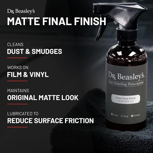 Dr. Beasley’s Matte Final Finish 32oz - Matte Safe Auto Detail Spray for Between Washes, Touch-ups. Removes Dust, Smudges, Water Spots for Showroom Appearance. pH Balanced, No Gloss
