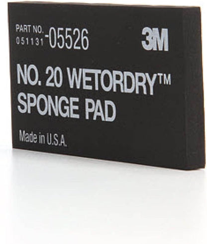 3M Wetordry Sponge Pad 20, 05526, 5-1/2 in x 2-3/4 in x 3/8 in, 5 Pack, Flexible, Long Lasting