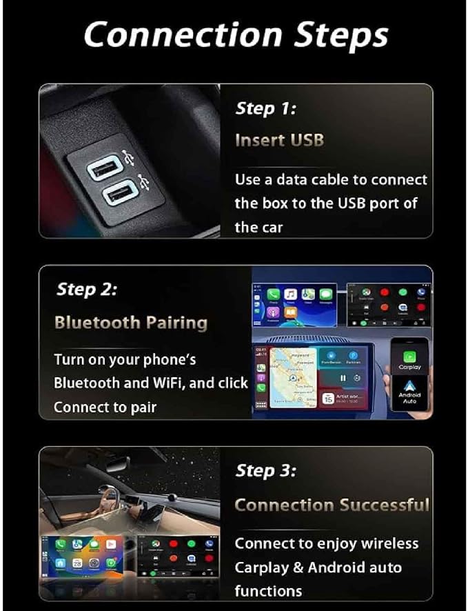 Wireless Carplay Adapter for Polo 2016 2017 2018 2019 2020 2021 2022 2023 2024 2025 2026, 2-in-1 Plug and Play Android Auto Carplay Adapter Car Play Dongle Convert Wired to Wireless CarPlay