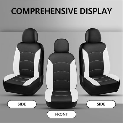 HChengkikz Car Seat Covers Front Seat, Waterproof Neoprene Car Seat Covers, Airbag Compatible, Universal Automotive Seat Covers for Most Cars, SUVs, Trucks (Black + White)