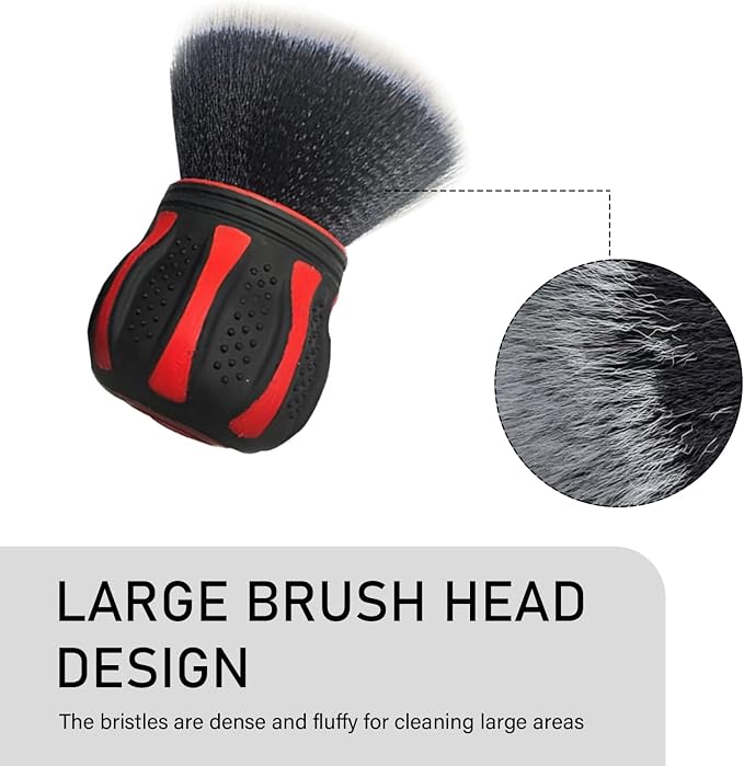 Car Cleaning Brush, Air Conditioning Vent Seat Gap Detail Dust Removal Brush with Storage Rack, Multi-Function Ball Soft Brush with Non-Slip Handle, for Most Cars Trucks Home (Red)