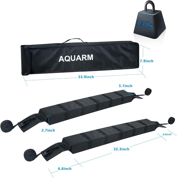 Kayak Roof Rack Pads Universal Car Soft Roof Rack for Canoe/Surfboard/Paddle Board/SUP/Snow Board with Adjustable & Steady Tie-Down Straps and Storage Bag (Dark Black)