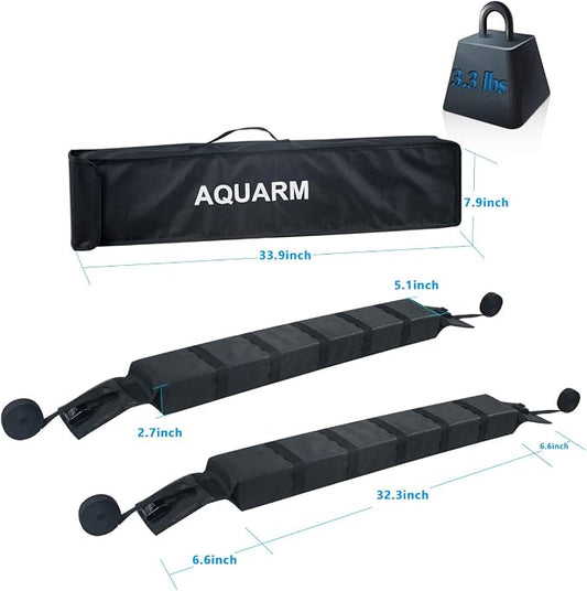 Kayak Roof Rack Pads Universal Car Soft Roof Rack for Canoe/Surfboard/Paddle Board/SUP/Snow Board with Adjustable & Steady Tie-Down Straps and Storage Bag (Dark Black)