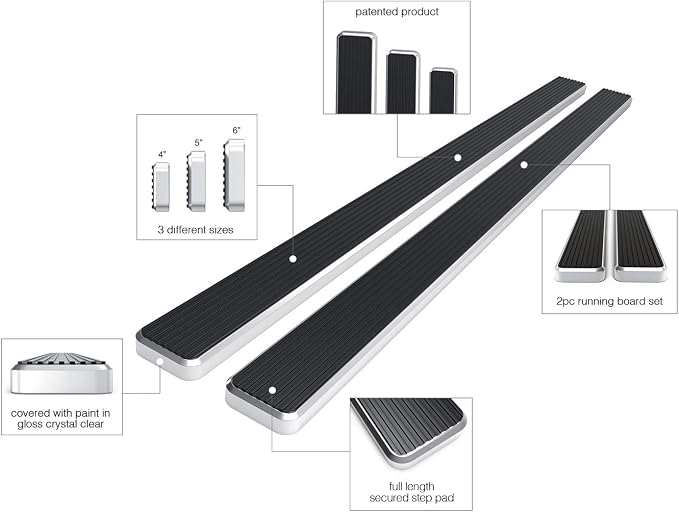 APS (Silver 6in Wheel to Wheel 304 Stainless Steel) Running Boards Side Bars Side Steps Compatible with Ram 1500 2009-2018 Crew Cab 5.5ft Short Bed & Ram 2500 3500 2010-2026