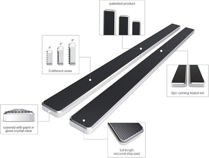 APS (Silver 6in Wheel to Wheel 304 Stainless Steel) Running Boards Side Bars Side Steps Compatible with Ram 1500 2009-2018 Crew Cab 5.5ft Short Bed & Ram 2500 3500 2010-2026