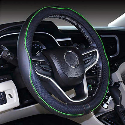 Mayco Bell Universal Standard Size Steering Wheel Cover Anti-Slip,Safety,Soft,Breathable,Durable,Full Surround,Comfortable Grip Microfiber Leather (14.5-15 inch, Green)