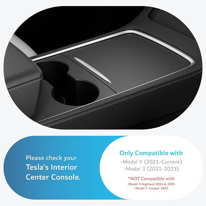TUDIA Center Console Organizer Tray Designed for Tesla Model 3 (2021-2023) / Model Y (2021-2024) - [NOT Compatible with Model 3 2024/2025] Smooth Slide Silicone Interior Storage Accessories