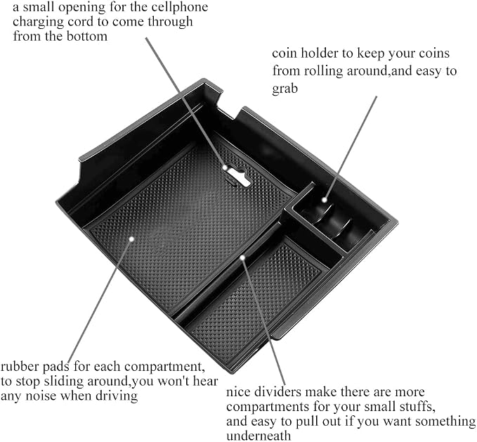 Center Console Armrest Storage Box Compatible with Honda Accord Sedan 2013 2014 2015 2016 2017 ABS Tray Insert Organizer Glove Pallet Black