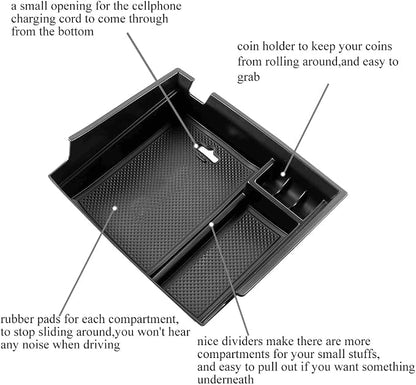 Center Console Armrest Storage Box Compatible with Honda Accord Sedan 2013 2014 2015 2016 2017 ABS Tray Insert Organizer Glove Pallet Black