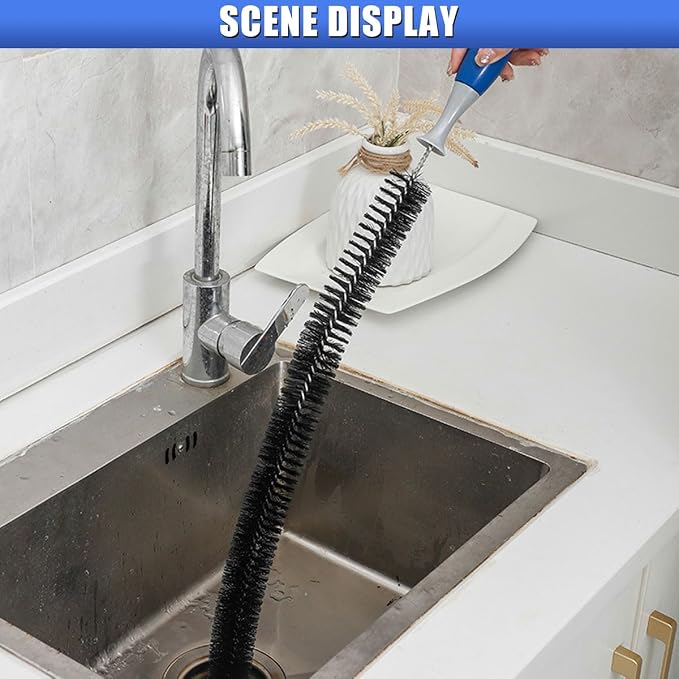 Long Handle Car Engine Cleaning Brush, Hard Bristle Automotive Wash Brushes, Flexible Bendable Vehicle Detailing Brush for Car Radiator Dryer Vent, Engine Oil Residue (2PCS)