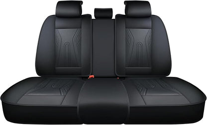 Huidasource Rear Seat Covers, Waterproof Faux Leather Rear Bench Seat Covers, Universal Fit Back Seat Cover for Most Cars Sedans SUVs Pickups Trucks, Black