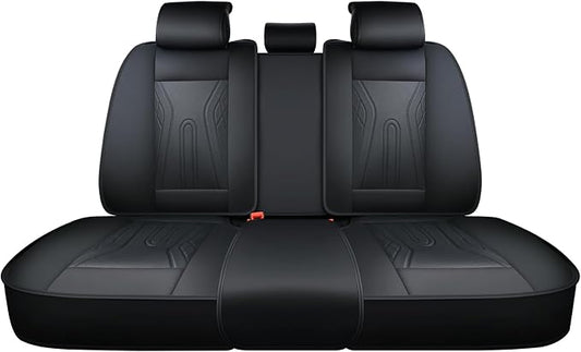 Huidasource Rear Seat Covers, Waterproof Faux Leather Rear Bench Seat Covers, Universal Fit Back Seat Cover for Most Cars Sedans SUVs Pickups Trucks, Black