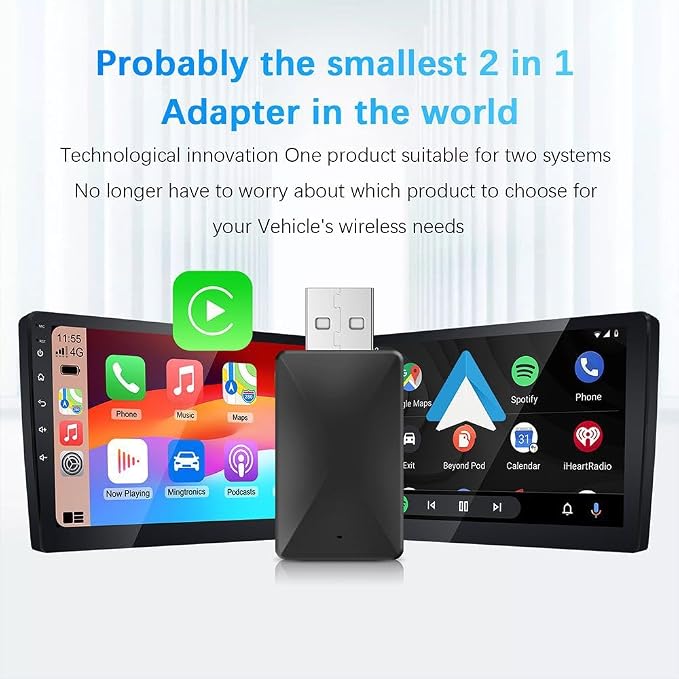 Wireless CarPlay Adapter-Convert Wired CarPlay to Wireless,Stable Connection and Mini Size,Plug & Play,50% Lower Temperature,Auto-Reconnect,Compatible with iPhone & Android & Cars 2015+