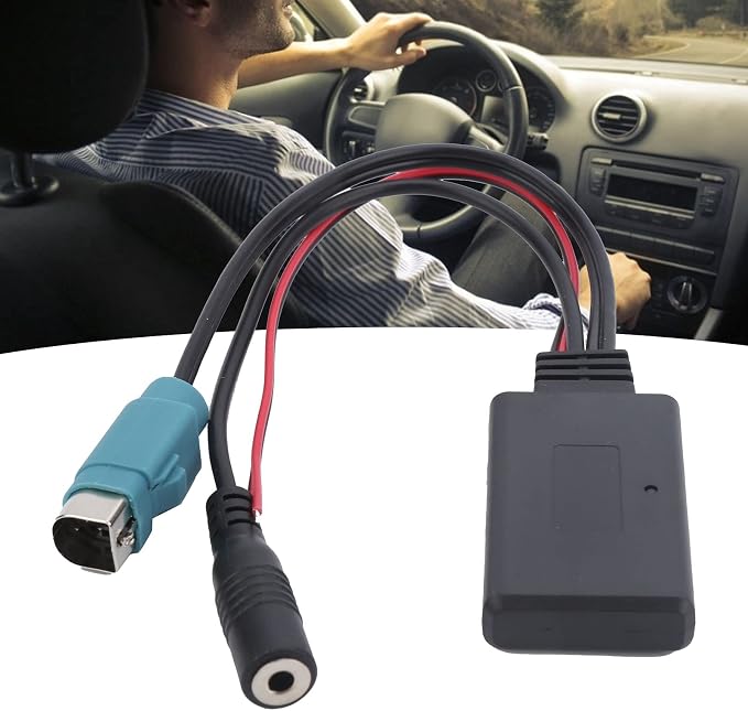 Qiilu for Cda 9884 Bluetooth Adapter Car Bluetooth Radio Cable Abs Car Bluetooth Radio Aux Cable Microphone Handsfree Adapter Fit for Kce‑236B Cda‑9852 E