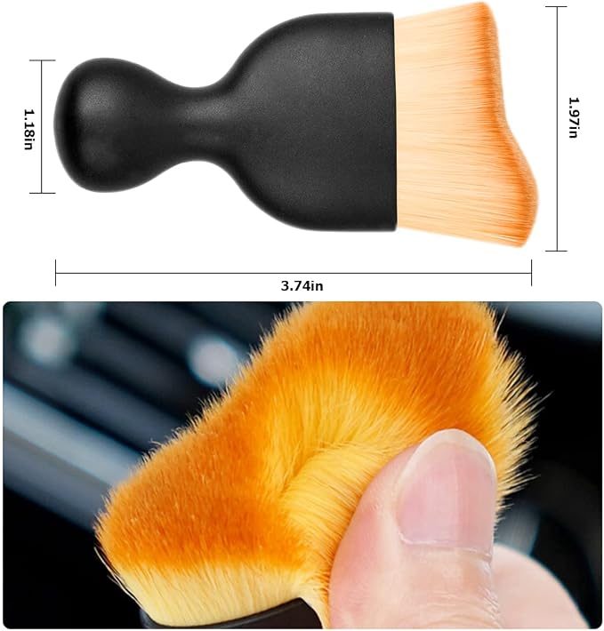 Blilo Car Interior Detailing Brush, Auto Soft Hair Cleaning Brushes, Curved Dirt Dust Collectors, Removal Tool for Dashboard Air Conditioner Vents Leather, Scratch Free (Brown/1PCS)