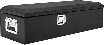 Garvee Black Steel Truck Bed Tool Box, Diamond Plate Tool Box with Side Handle and Lock Keys, Storage Toolbox Chest Box Organizer for Pickup, Truck Bed, RV, Trailer