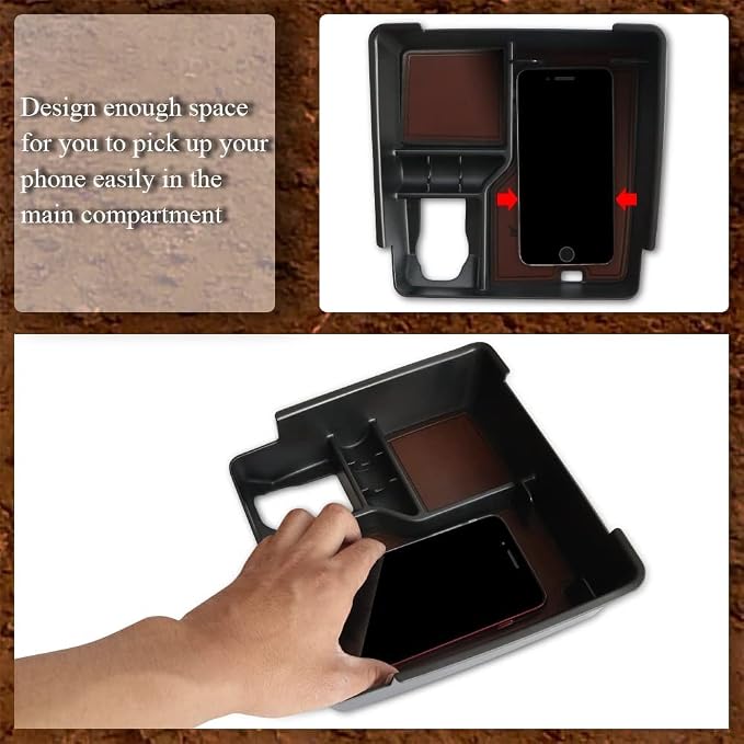Muslogy for 2022+ Frontier Accessories Center Console Organizer Insert Tray Storage Box Armrest Organizer Compatible with Frontier 2022 2023 2024 2025 2026(Brown Leather)
